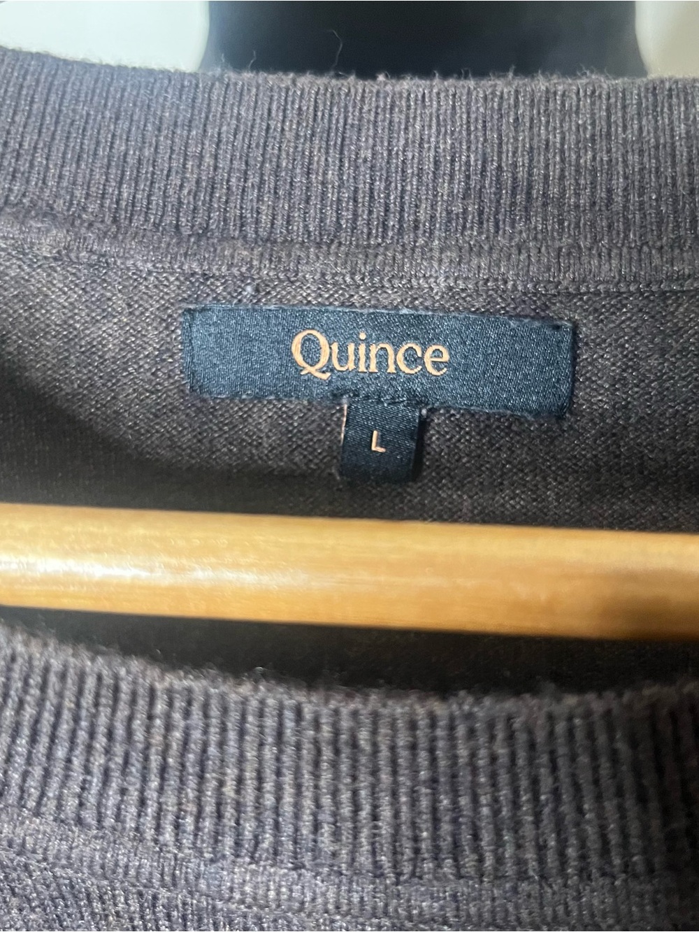 Quince Women’s Brown Crewneck Organic Cotton Cashmere Knit Sweater Sz L - Picture 2 of 8